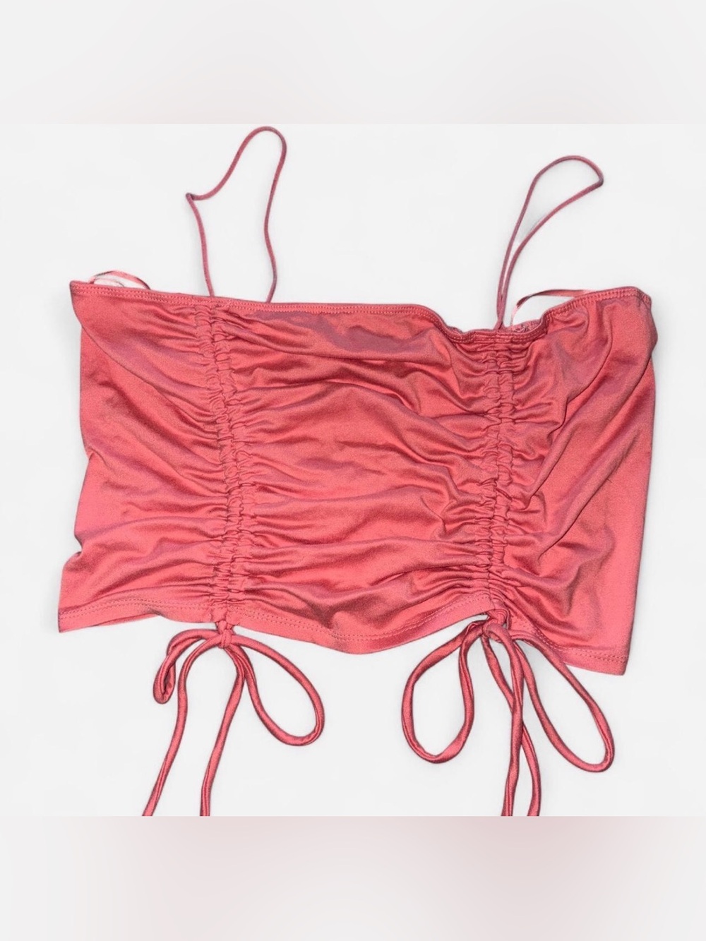 Love Coral Ruched Drawstring Crop Top
